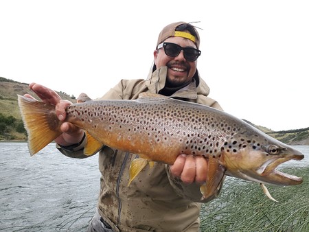 hector with a patagonia brown trout chile