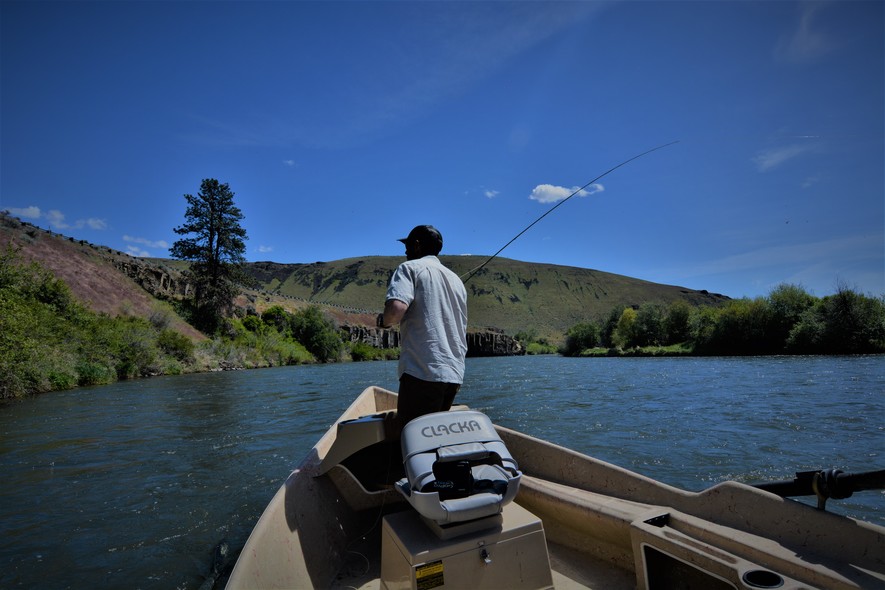 Joe Casting Out of Drift Boat in Yakima Canyon