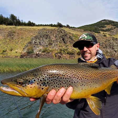 joe rotter and brown trout in Patagonia