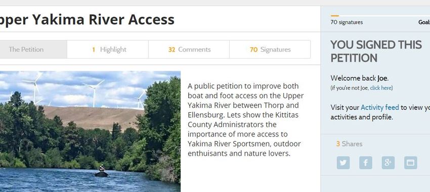 Petition for Access on the Upper Yakima River